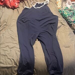 Sincerely Jules Navy Jumpsuit with White Trim